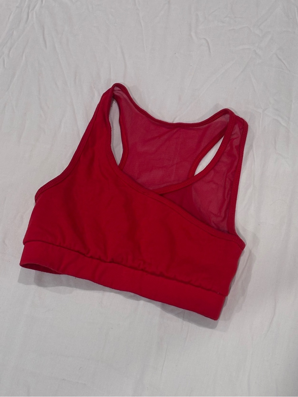 Garage Red Racerback Mesh and Cotton Sports Bra